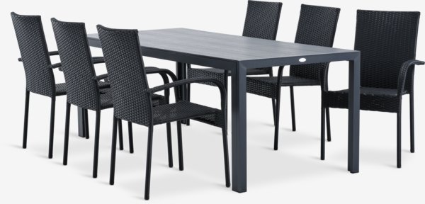 MADERUP D205 stůl + 4 GUDHJEM židle černá