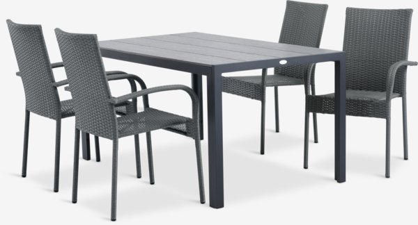 PINDSTRUP D150 stôl + 4 GUDHJEM stolička sivá