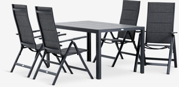 PINDSTRUP L150 table + 4 MYSEN chaises gris