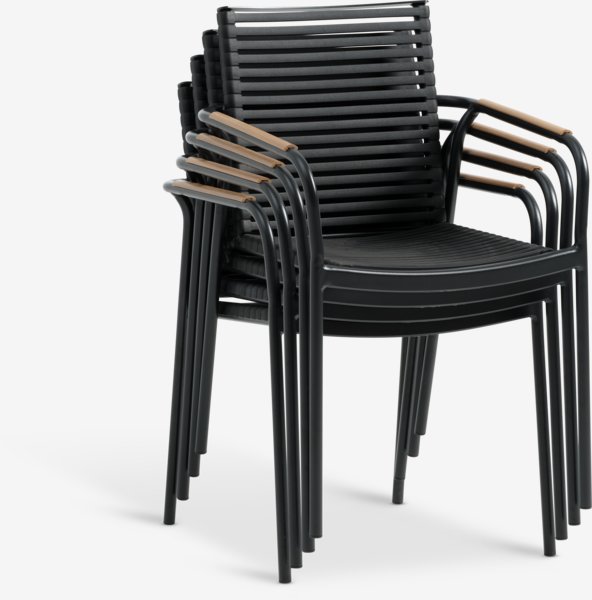 Rakásolható kerti szék NABE fekete