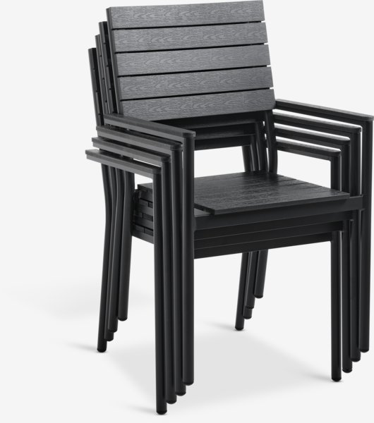 MADERUP L90 bord svart + 4 PADHOLM stol svart