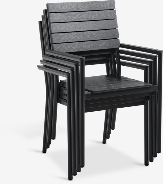 Mesa MADERUP L90 + 4 sillas PADHOLM negro