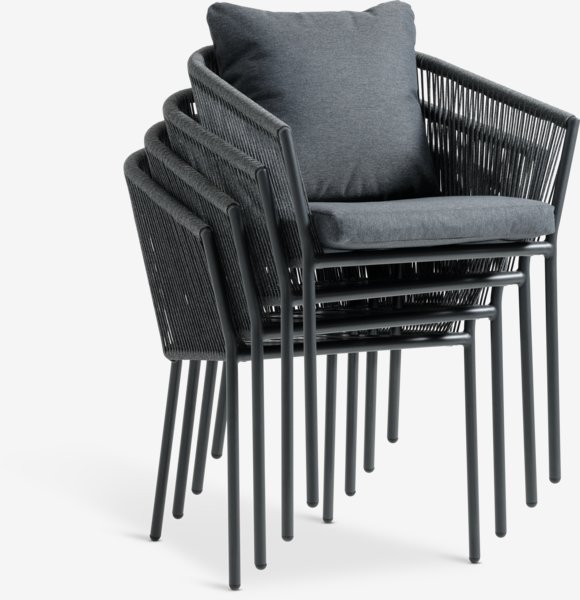 HAGEN L160 bord grå + 4 BRAVA stol grå
