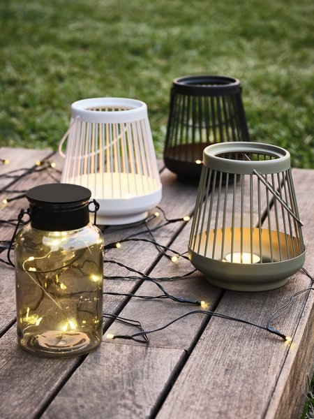 Catena luci solare BERGIRISK con 100 LED trasp.