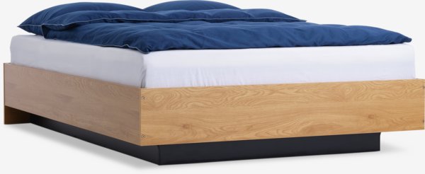 Bed frame ELLINGE Double w/storage oak colour