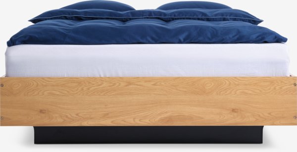 Estrutura de cama ELLINGE 140x190 com arrumação cor carvalho