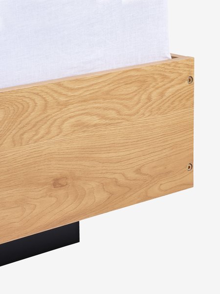 Bed frame ELLINGE Double w/storage oak colour