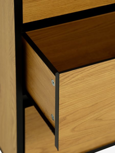 Cómoda ODENSE 3 cajones color roble cálido/negro