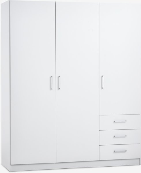 Armario FANDRUP 145x176 3 puertas 3 cajones blanco