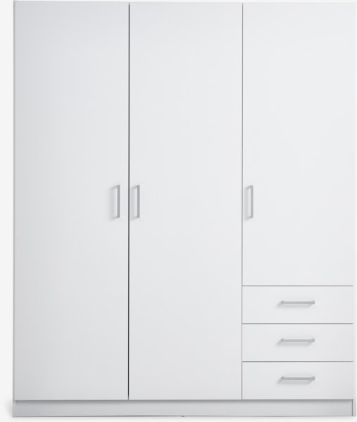 Armoire FANDRUP 145x176 3 portes 3 tiroirs blanc