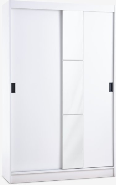 Armoire ODDER 120x201 2 portes coulissantes a/miroir blanc