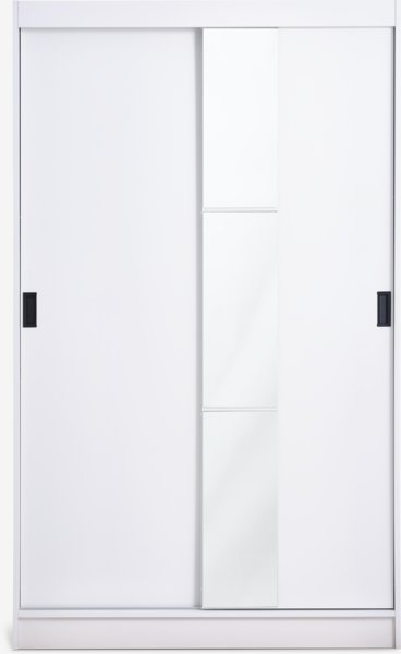 Armadio ODDER 120x201 2 ante scorrevoli con specchio bianco