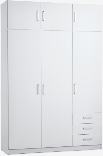 Armadio FANDRUP 145x176 cm 3 ante 3 cassetti bianco
