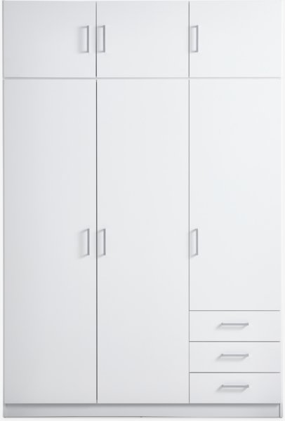 Armadio FANDRUP 145x176 cm 3 ante 3 cassetti bianco