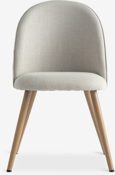 Dining chair THORUP beige fabric/oak colour