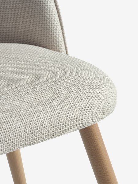 Dining chair THORUP beige fabric/oak colour