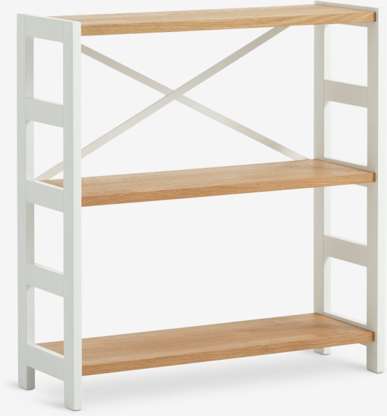 Shelving unit INTRUP wide 3 shelves white/oak