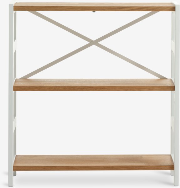 Shelving unit INTRUP wide 3 shelves oak/white