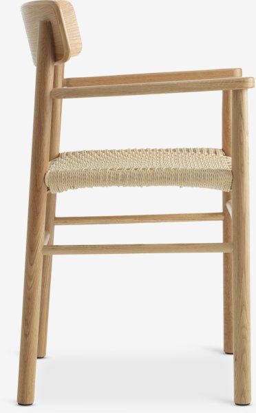 Eetkamerstoel ISLEV met armleuning naturel eiken