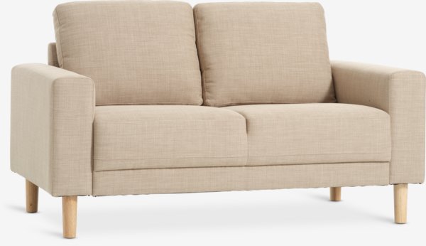 Sofa EGENSE 2-miejscowa tkanina piaskowy/kolor dębu