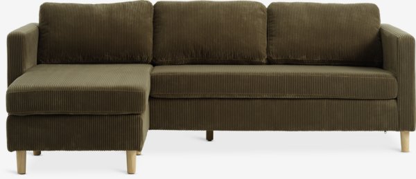 Sofa FALSLEV chaise longue corduroy olive green