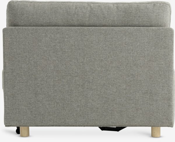 Sofa bed OLSTRUP 1.5-seater grey fabric/oak colour
