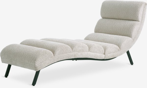 Chaise longue d'intérieur LINDELSE tissu teddy beige/noir