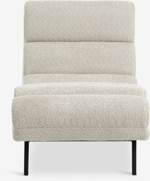 Chaiselongue-Sessel LINDELSE Teddyplüsch beige/ schwarz