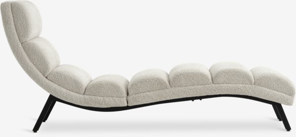 Chaiselongue-Sessel LINDELSE Teddyplüsch beige/ schwarz