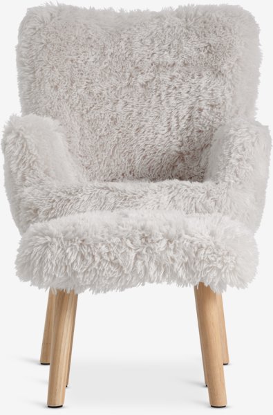 Sessel HVILSTED m/Hocker Teddyplüsch off-white