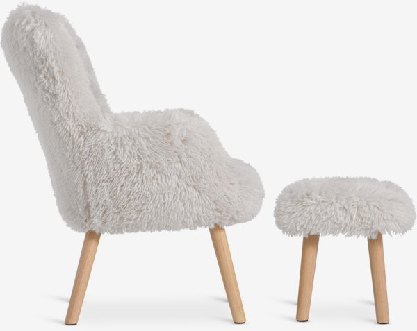 Sessel HVILSTED m/Hocker Teddyplüsch offwhite JYSK