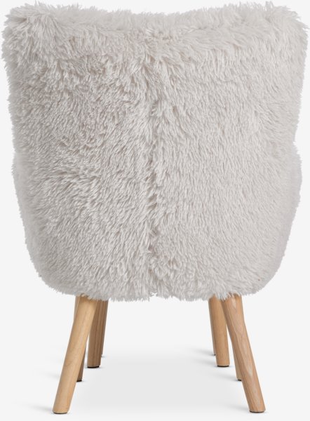 Fauteuil a/repose-pieds HVILSTED tissu teddy blanc ca./nat.