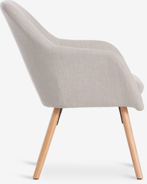 Armchair UDSBJERG beige fabric/oak