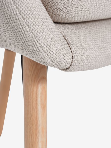 Armchair UDSBJERG beige fabric/oak