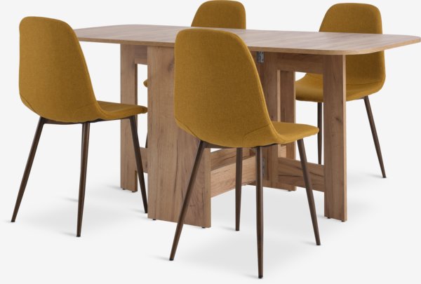 ALLING L100/163 table oak + 4 JONSTRUP chairs curry