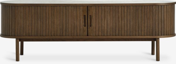 TV stolek LYNGVIG 160 cm 2 roletové dveře tmavý dub