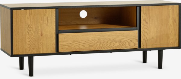 TV bench ODENSE 2 doors 1 drawer oak colour/black