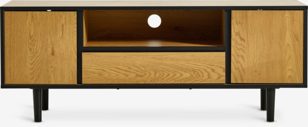 TV bench ODENSE 2 doors 1 drawer oak colour/black