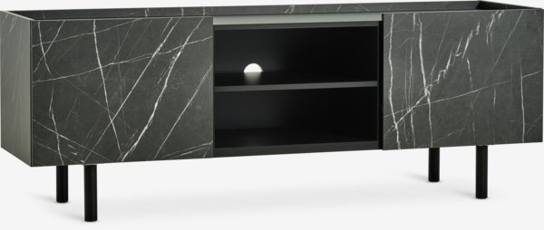 TV bench KRONDAL 2 doors black marble colour