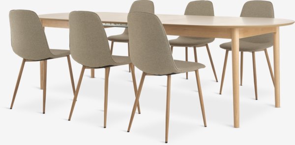 MARSTRAND L200/280 table oak + 4 BISTRUP chairs sand