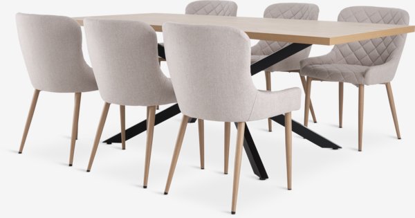 NORTOFT L200 table oak + 4 BELLINGE chairs sand/oak