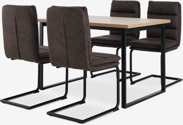 AABENRAA L120 table oak + 4 ULSTRUP chairs anthracite/black