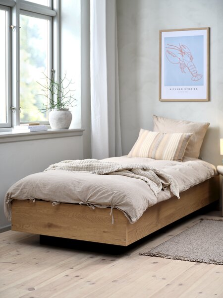 Bed frame ELLINGE Single with storage oak colour