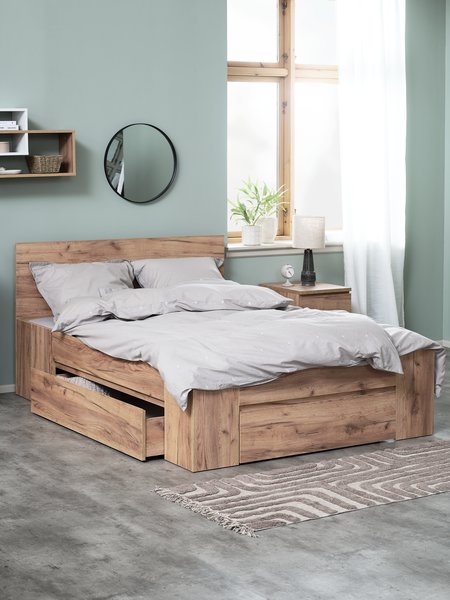 Bed frame LIMFJORDEN 3 draw. natural King oak colour