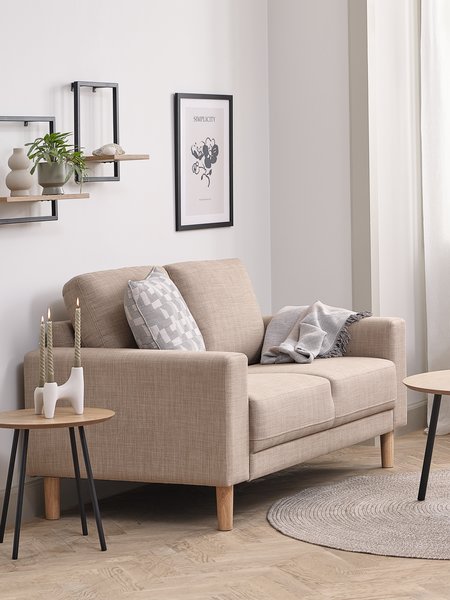 Sofa EGENSE 2-seter sand stoff/eikefarget