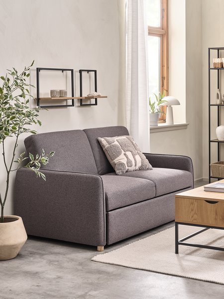 Sofa bed LYSTRUP 2 seater dark grey fabric