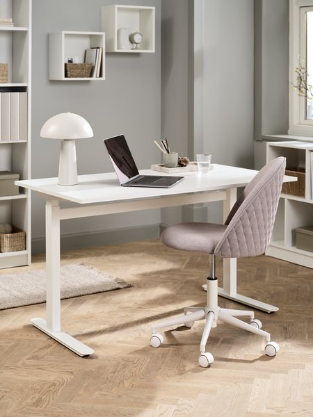 Bureau ajustable avec vérin à gaz LUNDTOFT 70x130 blanc