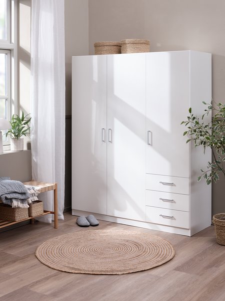 Armadio FANDRUP 145x176 cm 3 ante 3 cassetti bianco