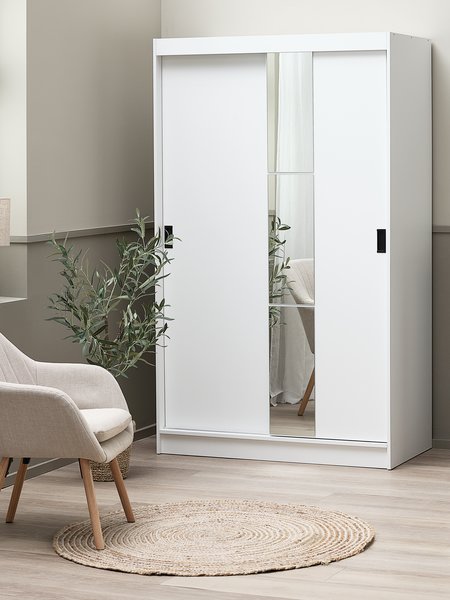 Armadio ODDER 120x201 2 ante scorrevoli con specchio bianco