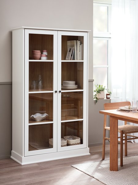 Display cabinet KIRKEBY 2 doors white/warm oak colour
